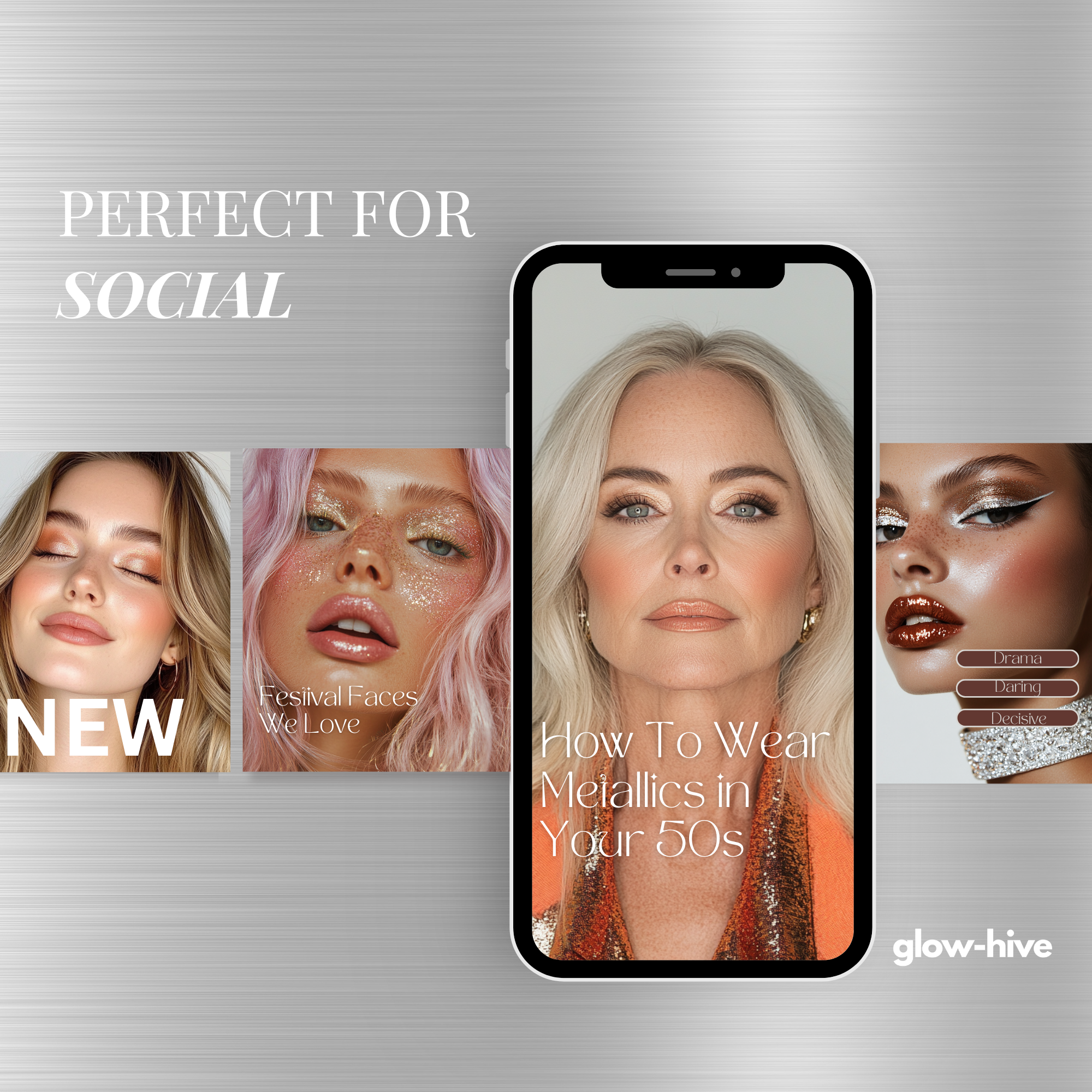 40 Metallic Makeup Images in Gold, Silver, Copper & Rose Gold