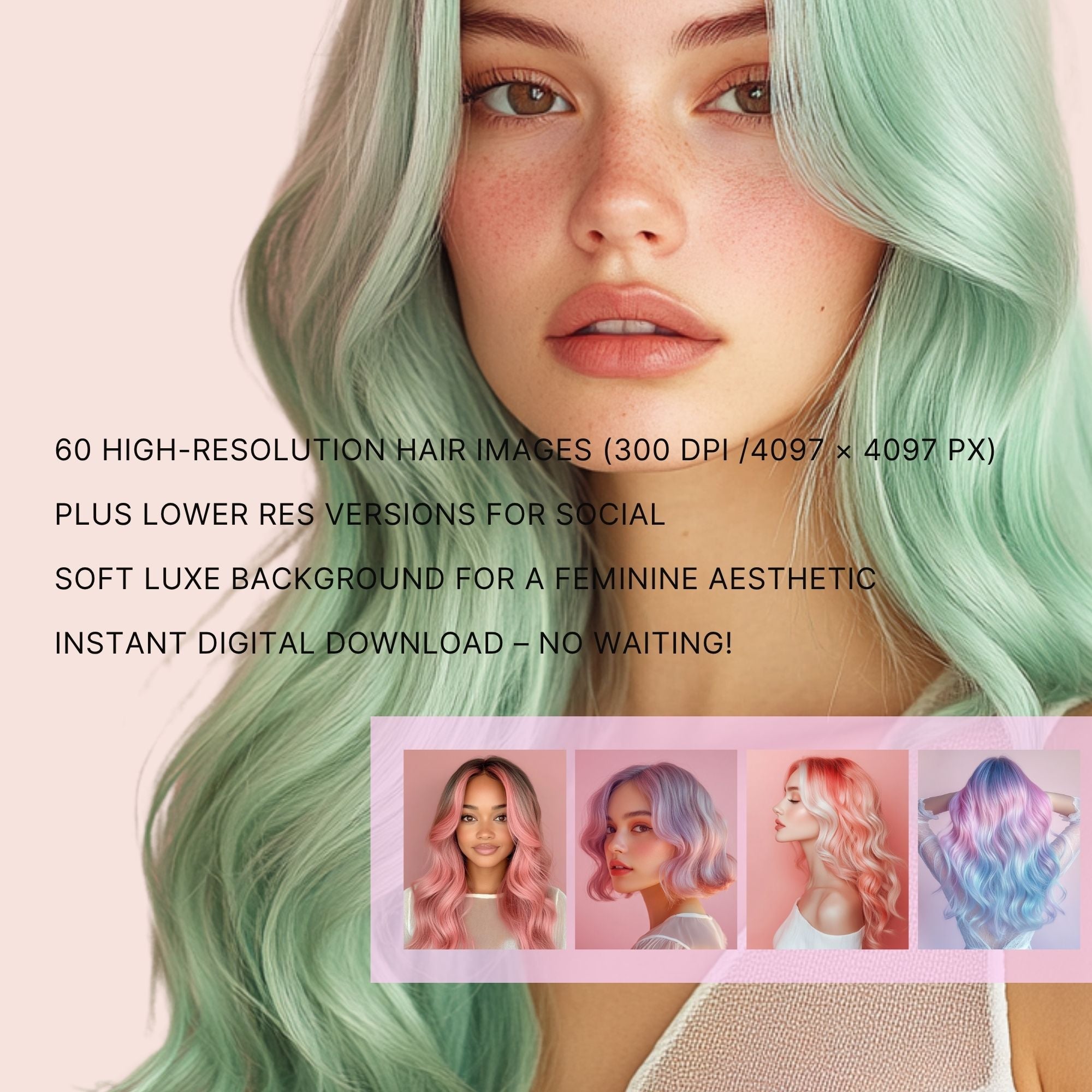 60 Pastel Hair Image Pack