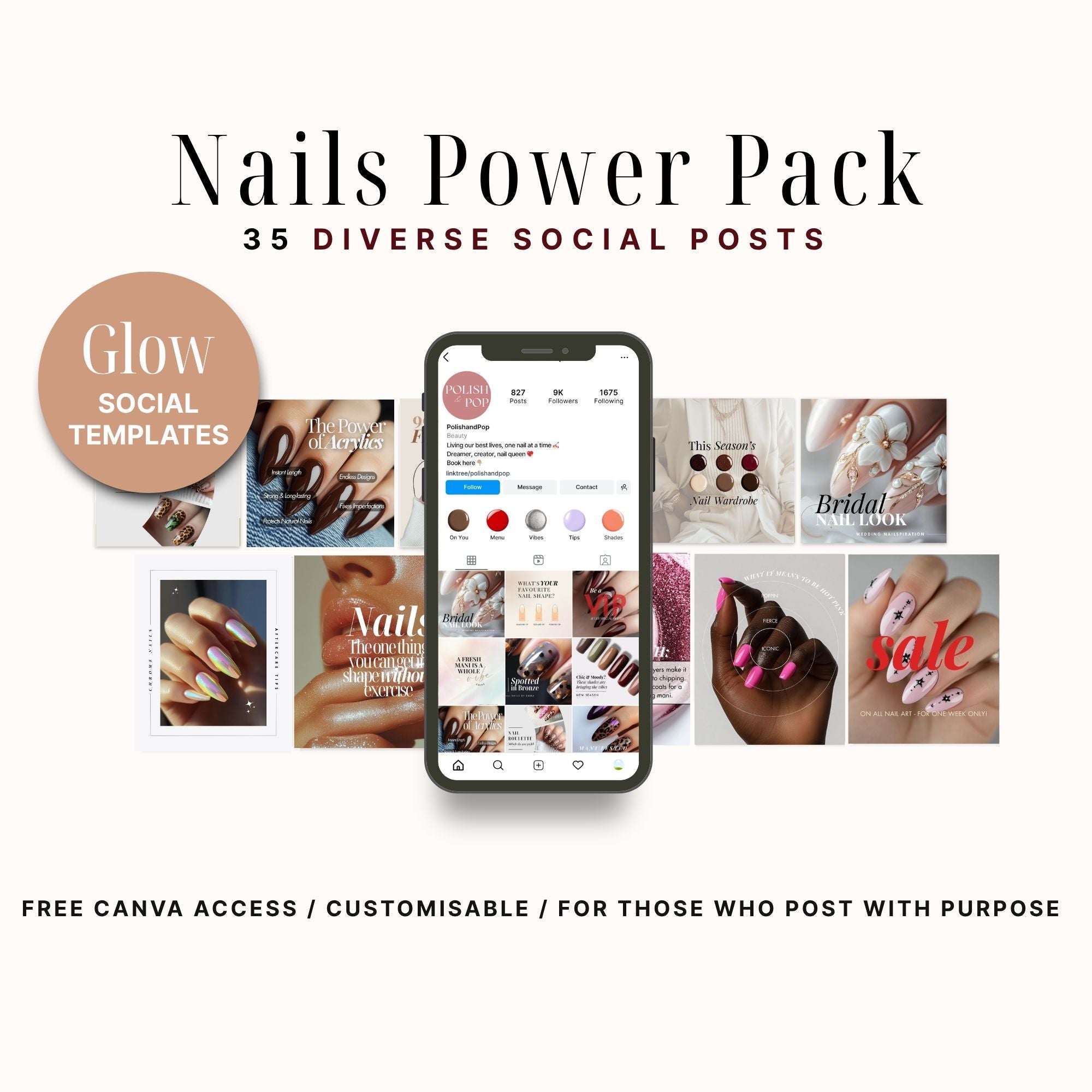 35 Nail Salon / Tech Editable Instagram Posts