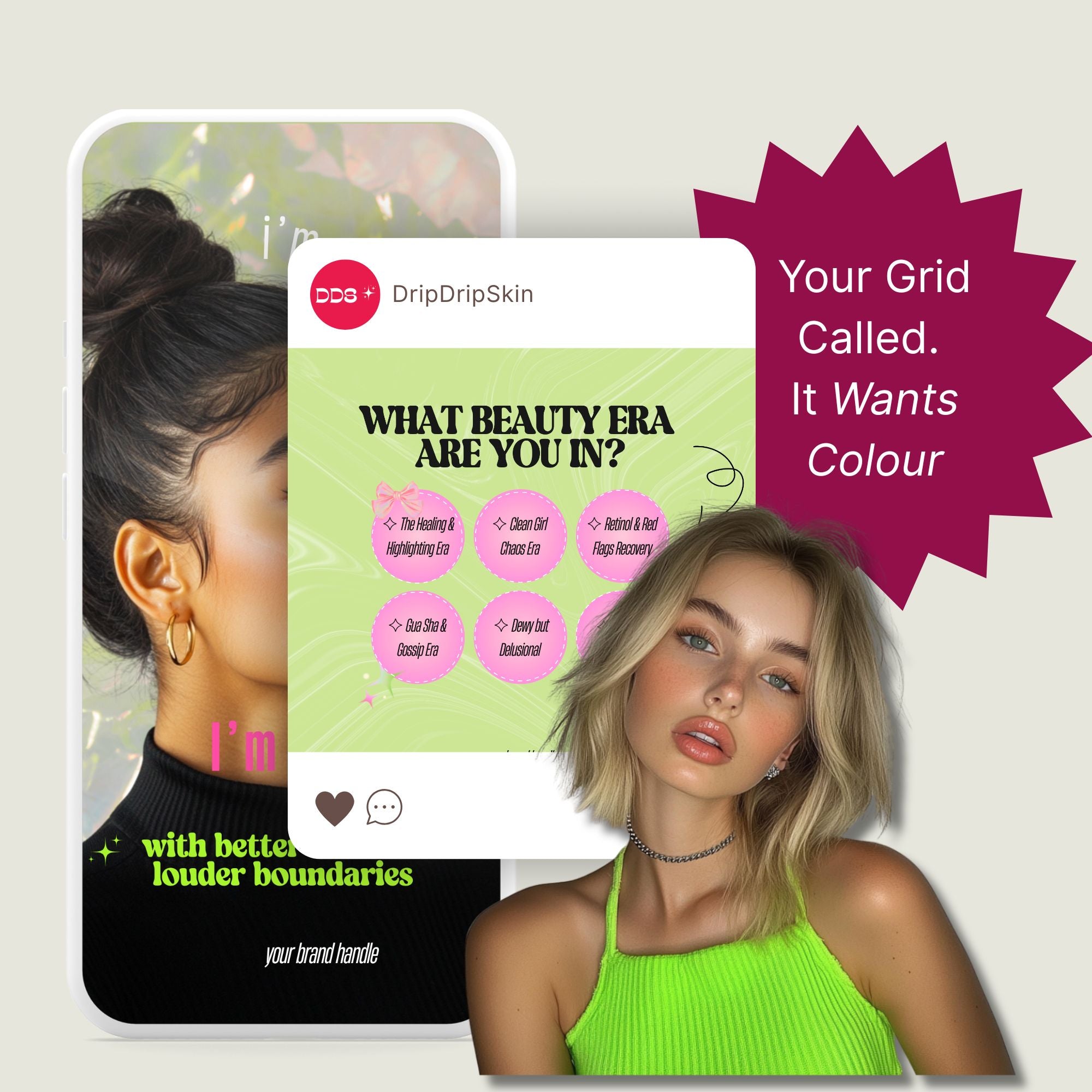 30 Lime & Pink Beauty Editable Instagram Posts