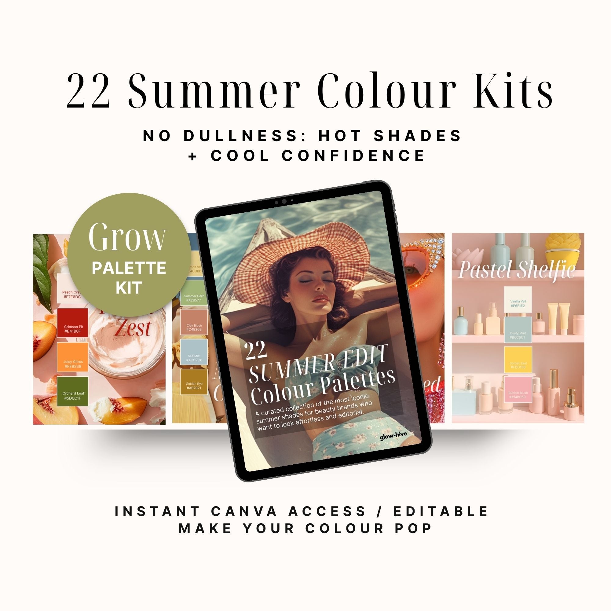 The Summer Edit: 22 Colour Palettes for Beauty Brands (Editable Canva Pack)