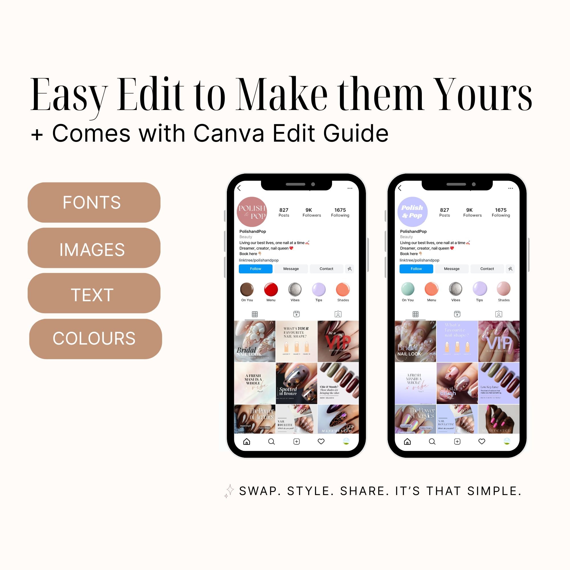 35 Nail Salon / Tech Editable Instagram Posts