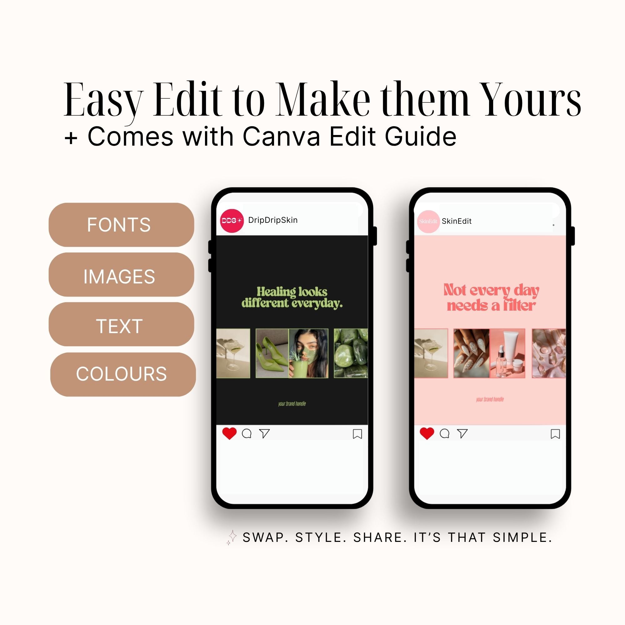 30 Lime & Pink Beauty Editable Instagram Posts