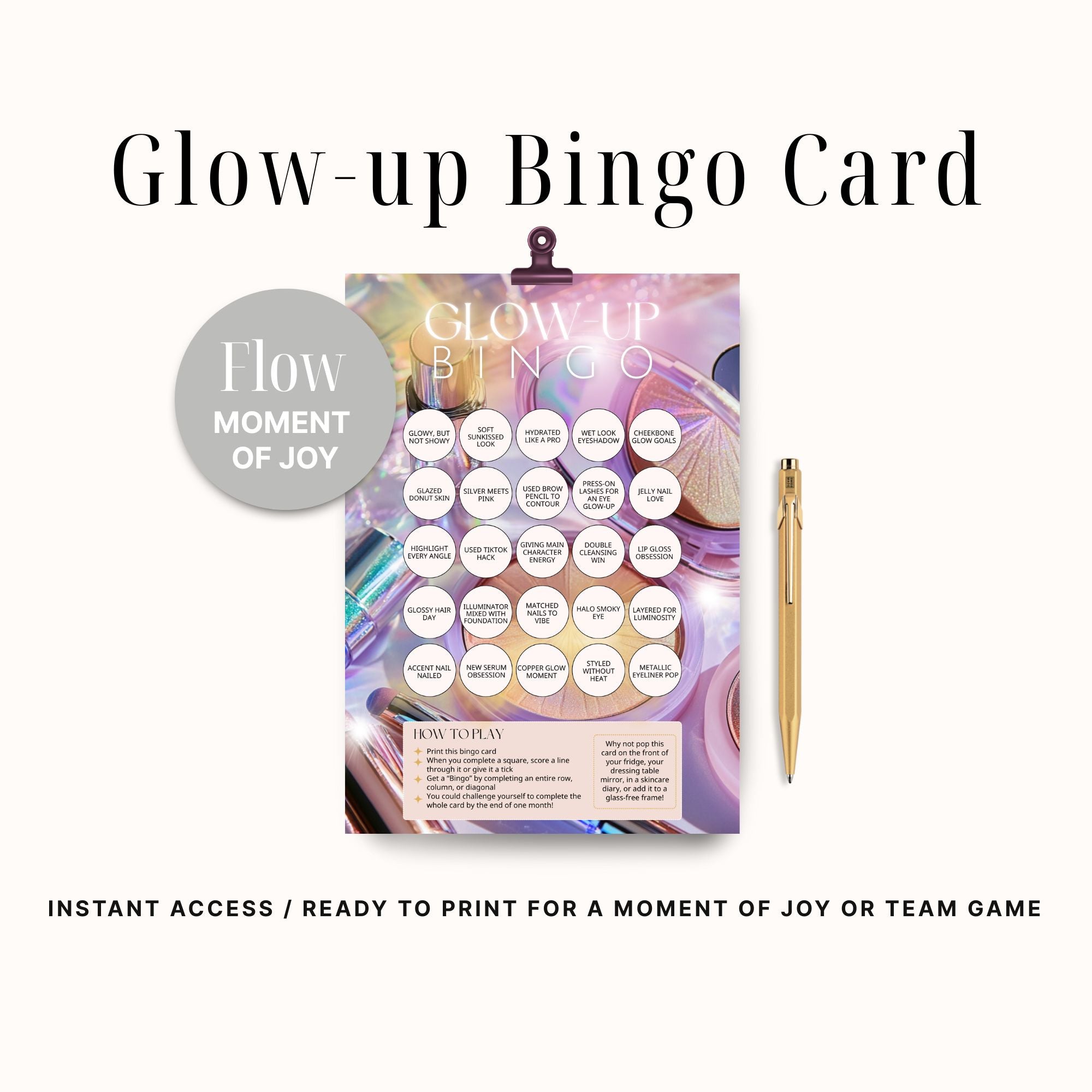 Glow-Up Bingo – A Beauty Printable for Glow Lovers