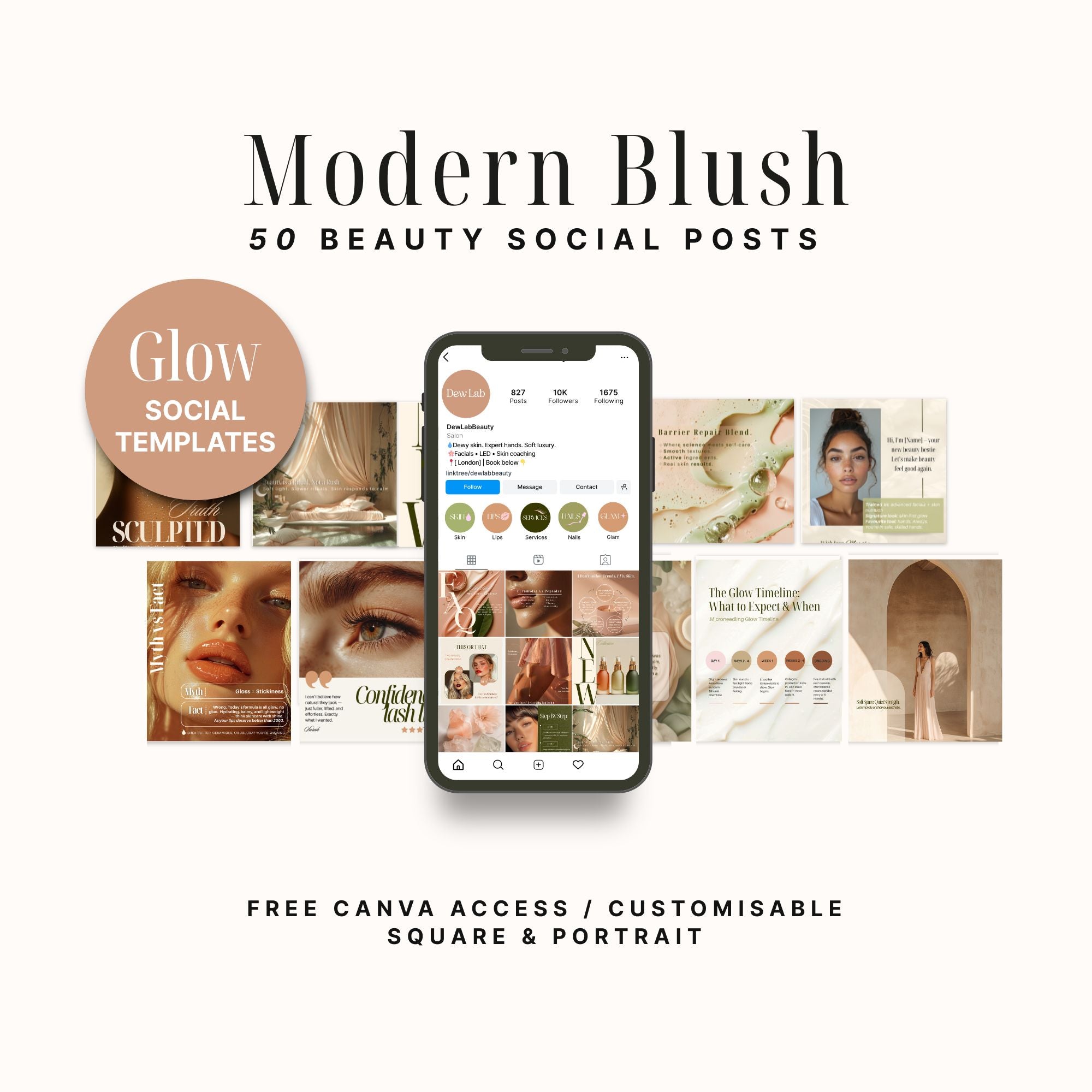 50 Modern Blush Editable Instagram Posts for Beauty Brands